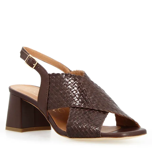 Leonardo Shoes Demetra Sandali Donna Marrone Scuro Tacco 5 cm