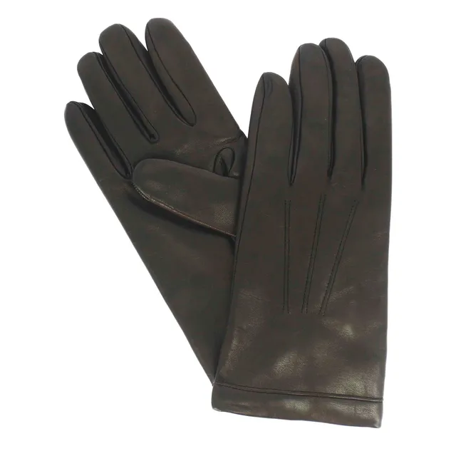 Leonardo Shoes guanti uomo pelle nero fodera cashmere