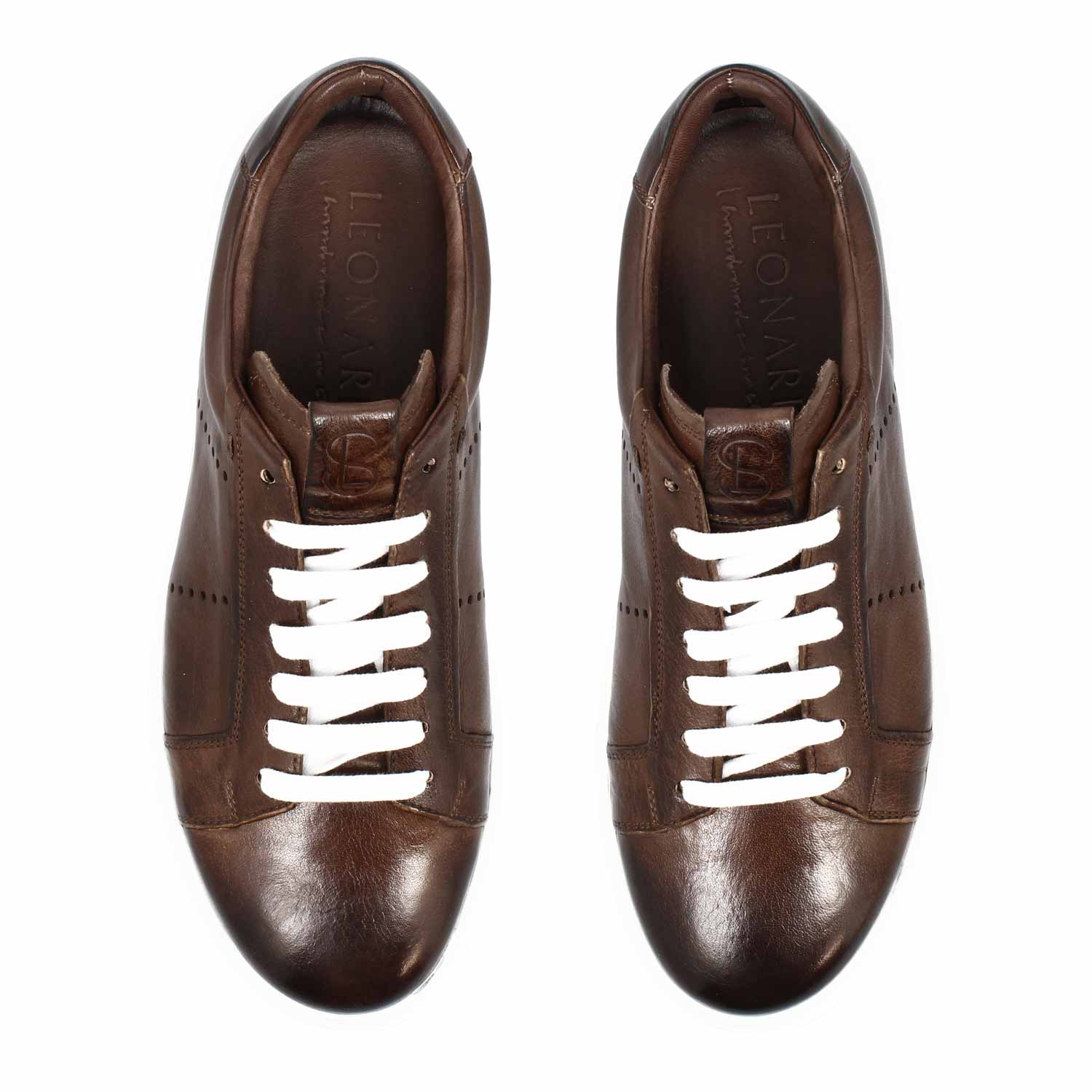 Leonardo Shoes Florentino sneakers uomo pelle marrone