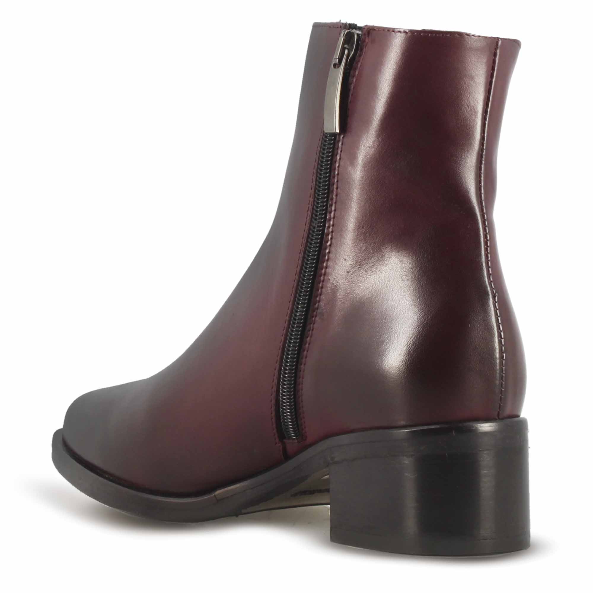 Leonardo Shoes stivaletti donna pelle bordeaux punta