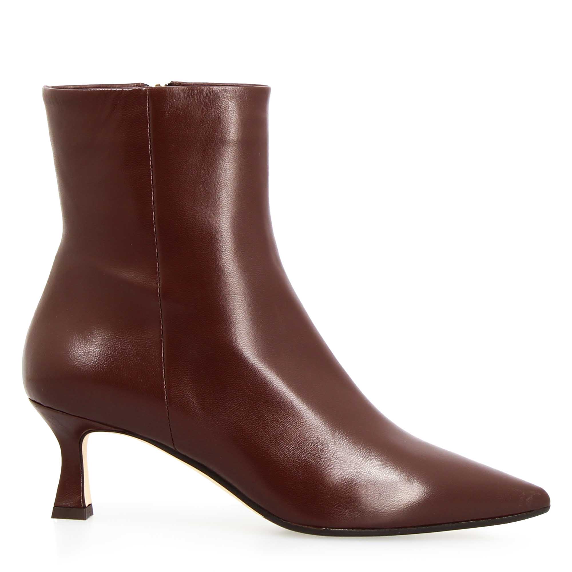 Leonardo Shoes Gioconda stivaletti pelle marrone tacco 5cm