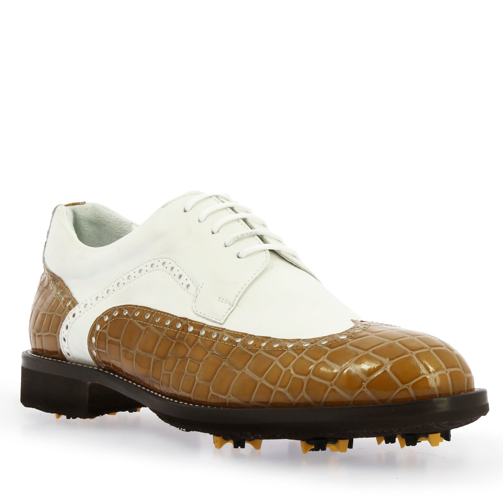 Leonardo Golf scarpe da golf pelle bianco marrone