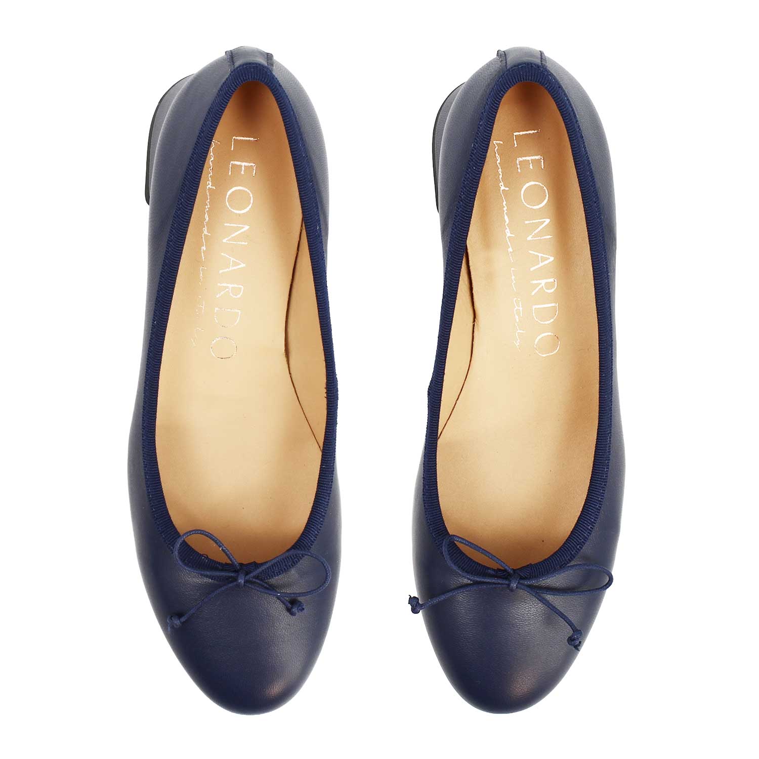 Leonardo Shoes Flaminia F Blu ballerine pelle tacco 4 cm