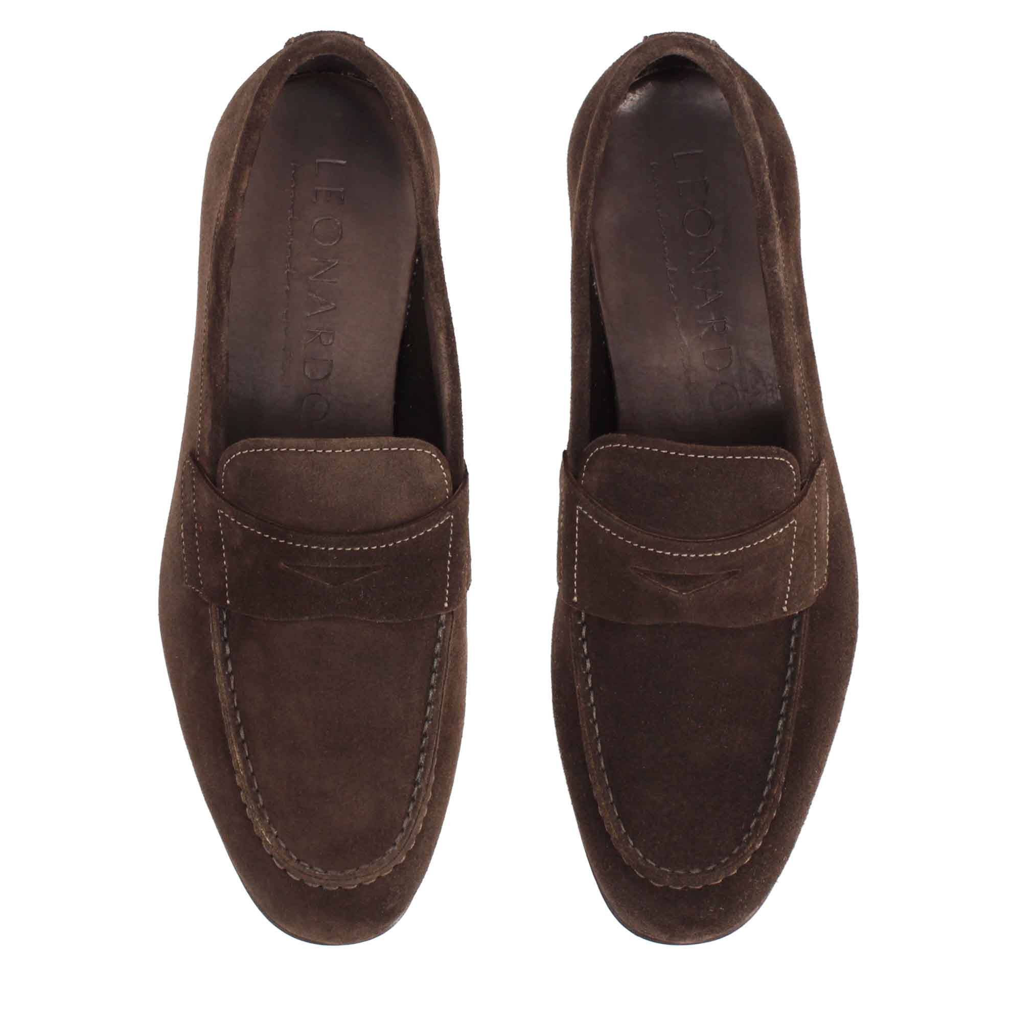 Leonardo Shoes Navona C mocassini uomo marrone scamosciato
