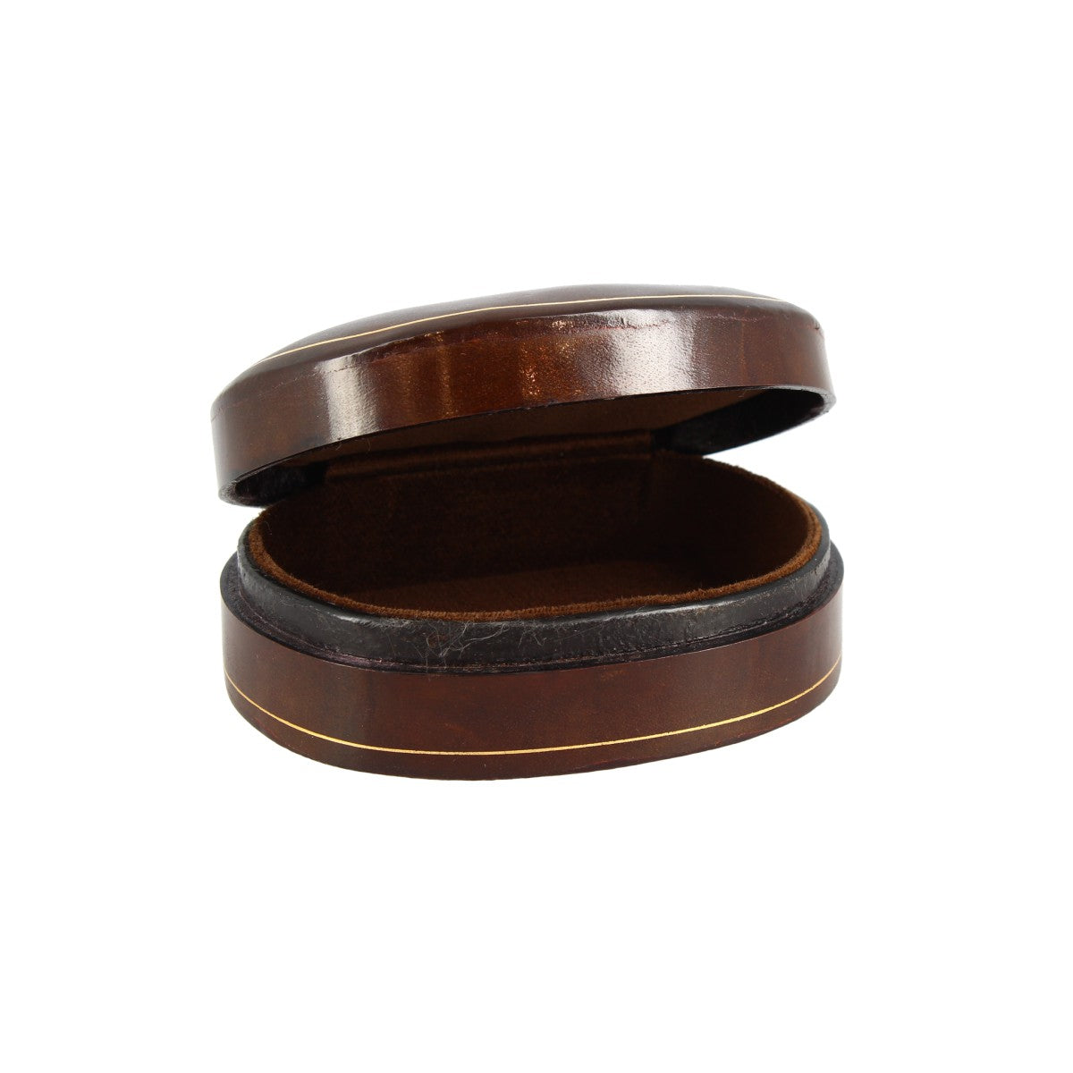 Leonardo portagioie ovale cuoio nero marrone bordeaux 12x9 cm