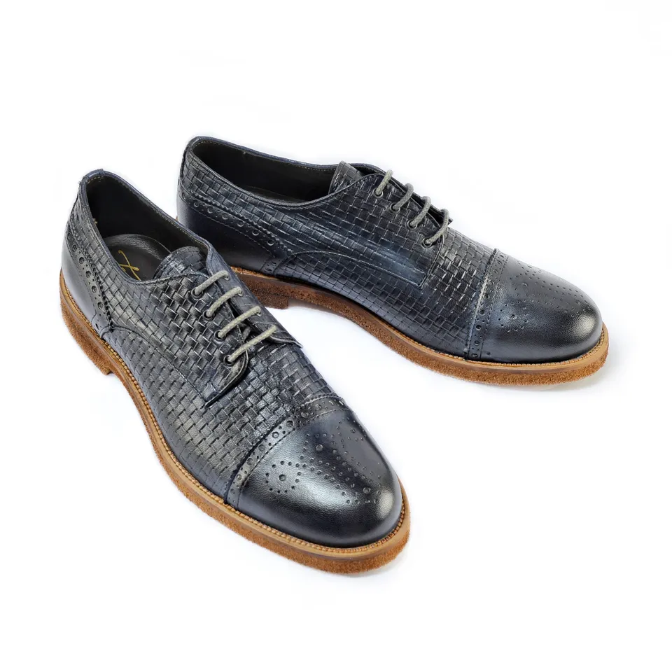 Ton Goût Blue Derby Uomo Blu Pelle Agnello