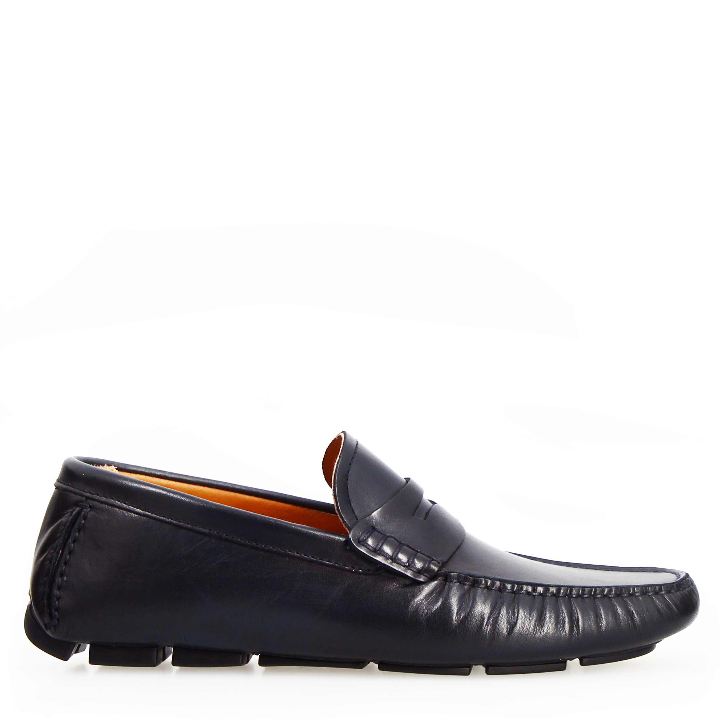 Leonardo Shoes Tiberio mocassini uomo blu pelle liscia