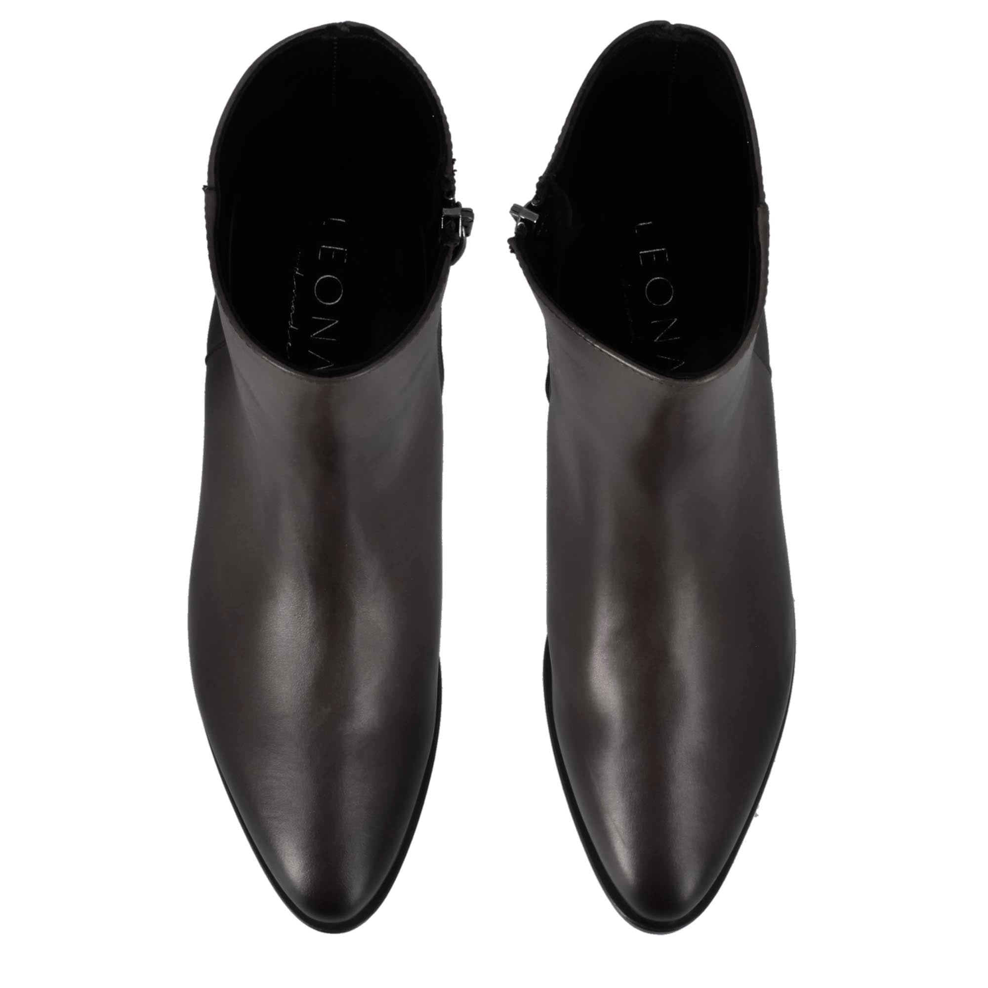 Leonardo Shoes stivaletti donna neri pelle punta