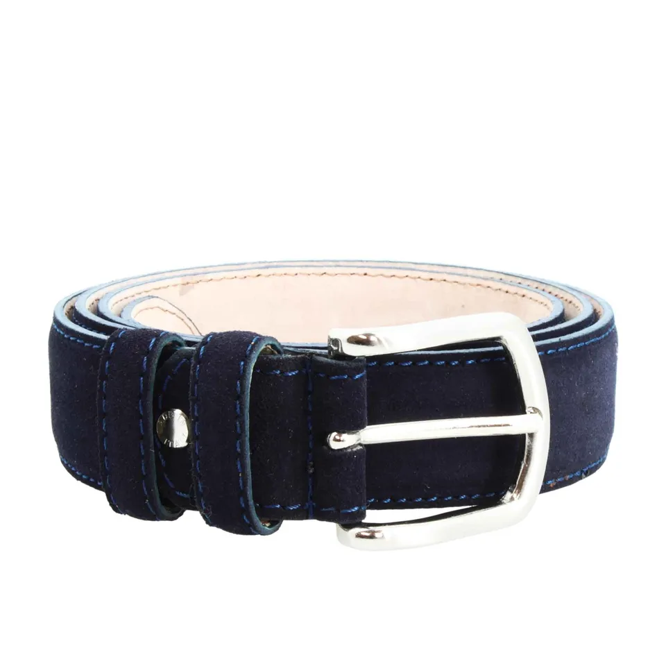 Leonardo Shoes Cintura Uomo Pelle Scamosciata Blu