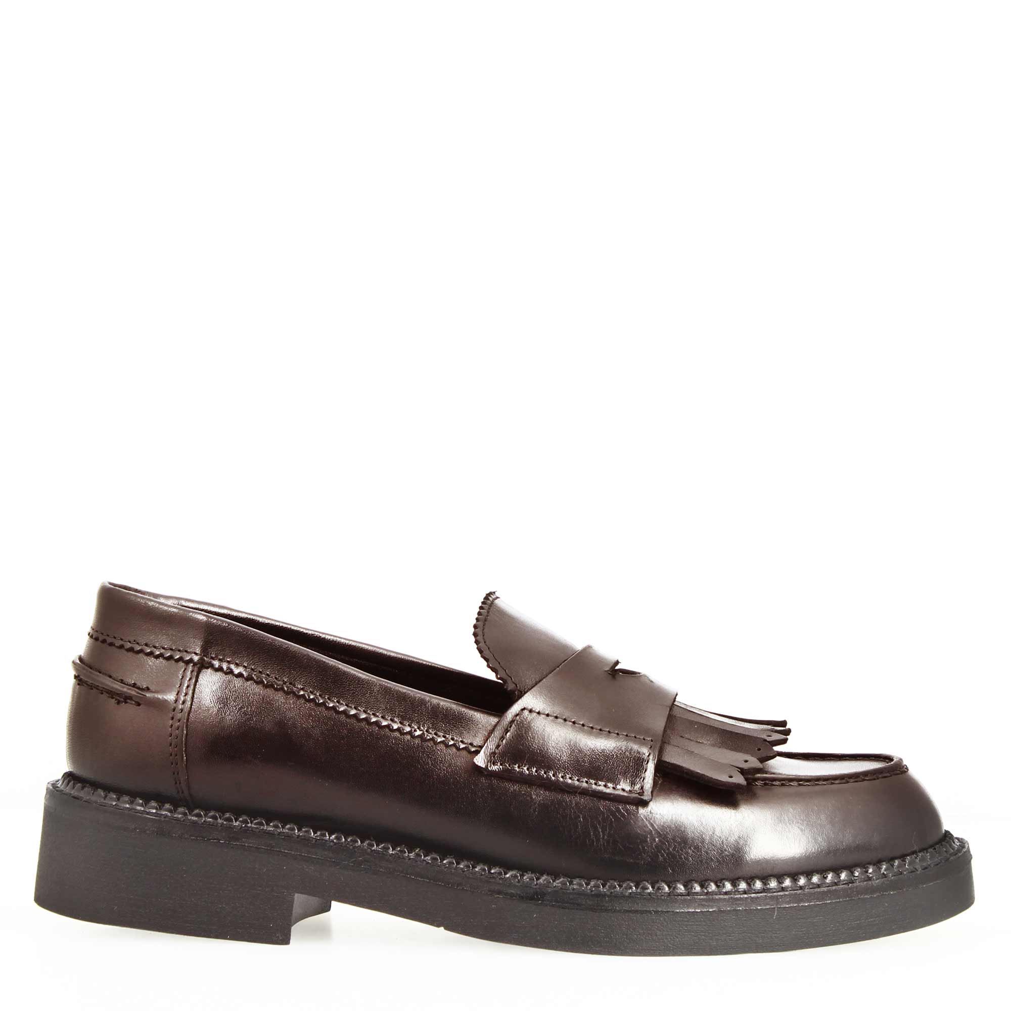 Leonardo Shoes Mocassino Domitilla22 Marrone Frange