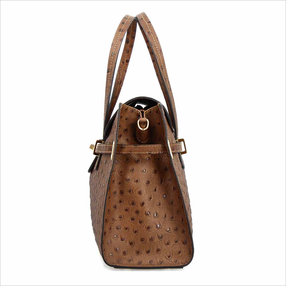 Leonardo Shoes Rosetta Marrone Borsa Donna Stampa Struzzo