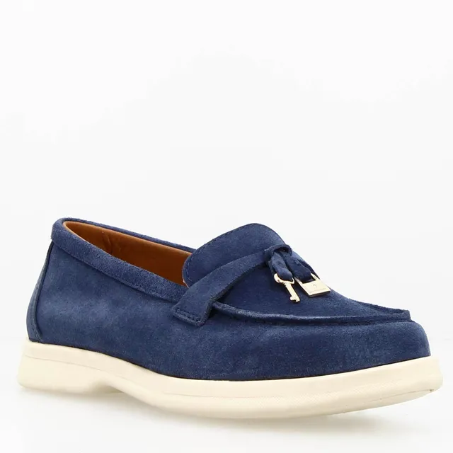 Leonardo Vellaria C Blu Mocassini Donna Camoscio Blu