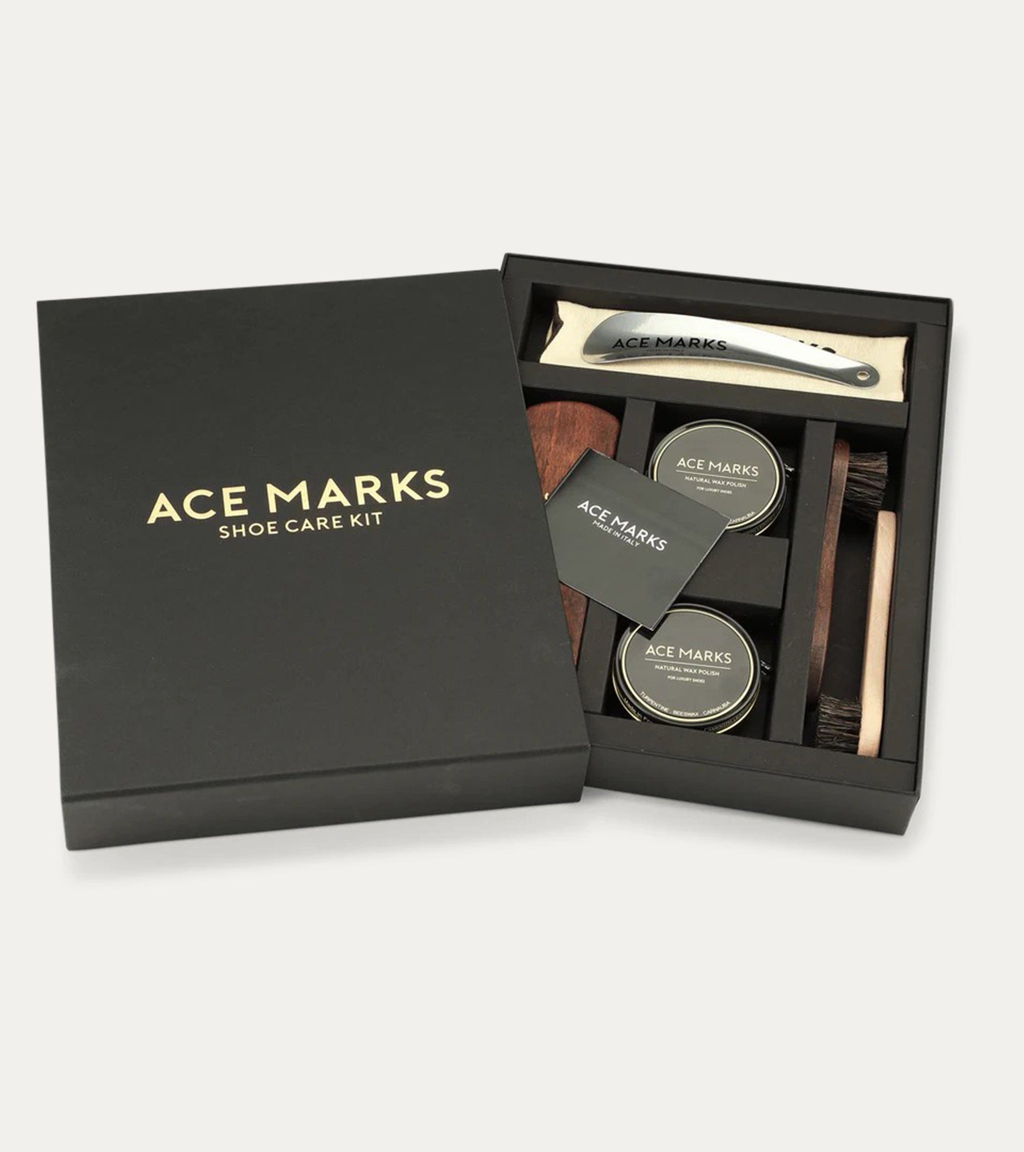 Ace Marks Shoe Care Kit cura scarpe pelle nero set completo