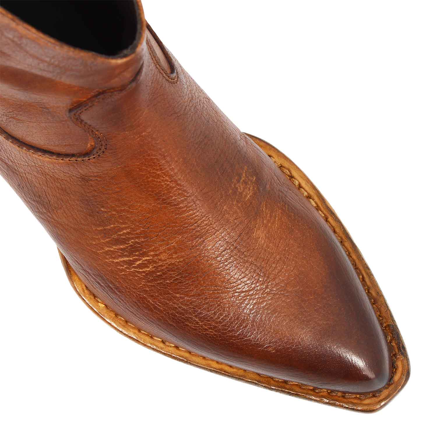 Leonardo Shoes Velvet Texano Donna Pelle Marrone Sfumato