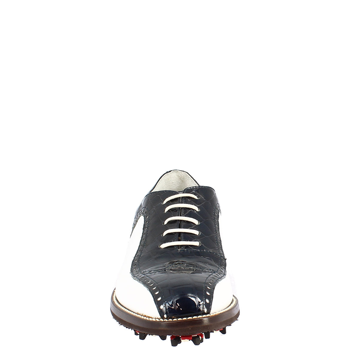 Leonardo Shoes Golf Blu Scarpe Golf Pelle Bicolore