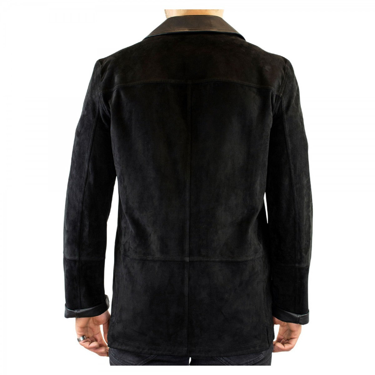 Leonardo Shoes Giacca Pelle Uomo Nera Reversibile Renna