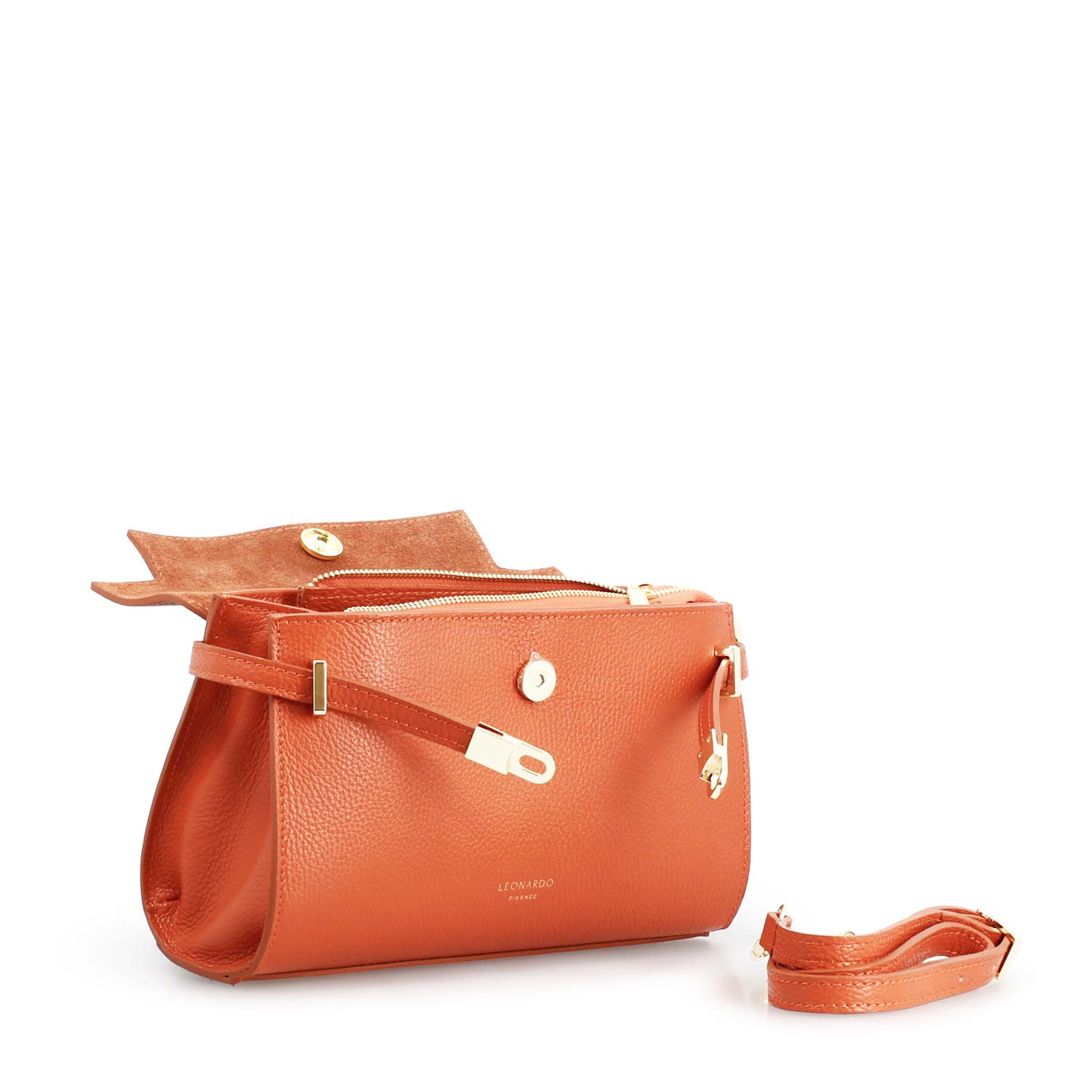Leonardo Shoes Emily borsa mano pelle arancione tracolla