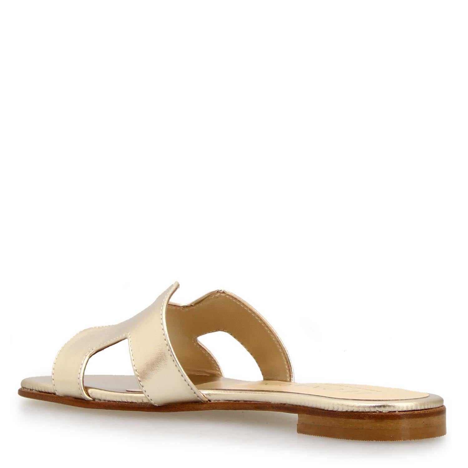Leonardo Shoes Harmony sandali donna pelle oro tacco 1 cm