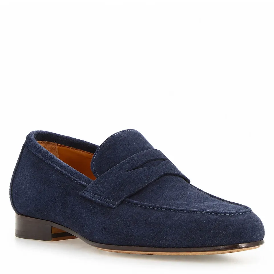 Leonardo Shoes Manfredo Blu mocassini uomo camoscio blu