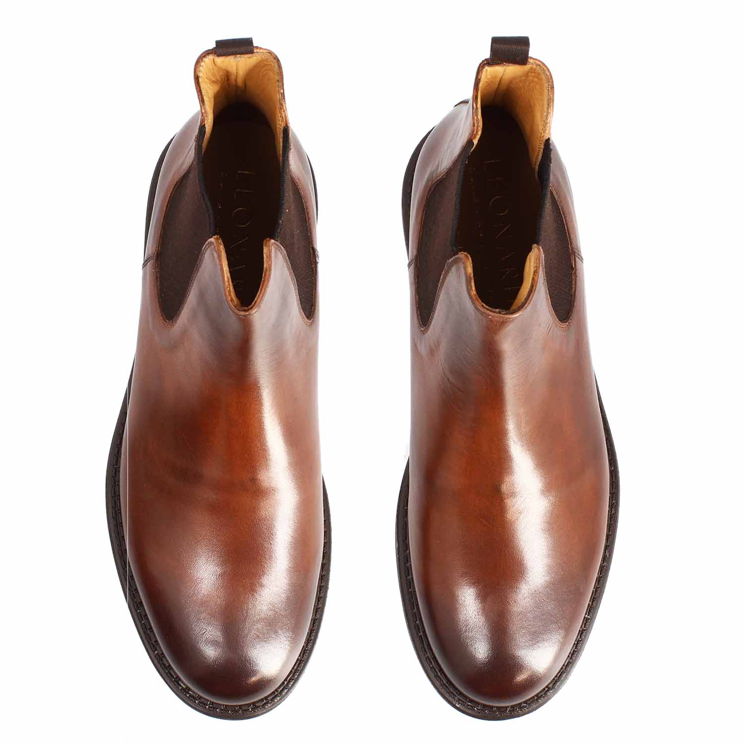 Leonardo Shoes Agusto Chelsea uomo pelle marrone suola Wearlight