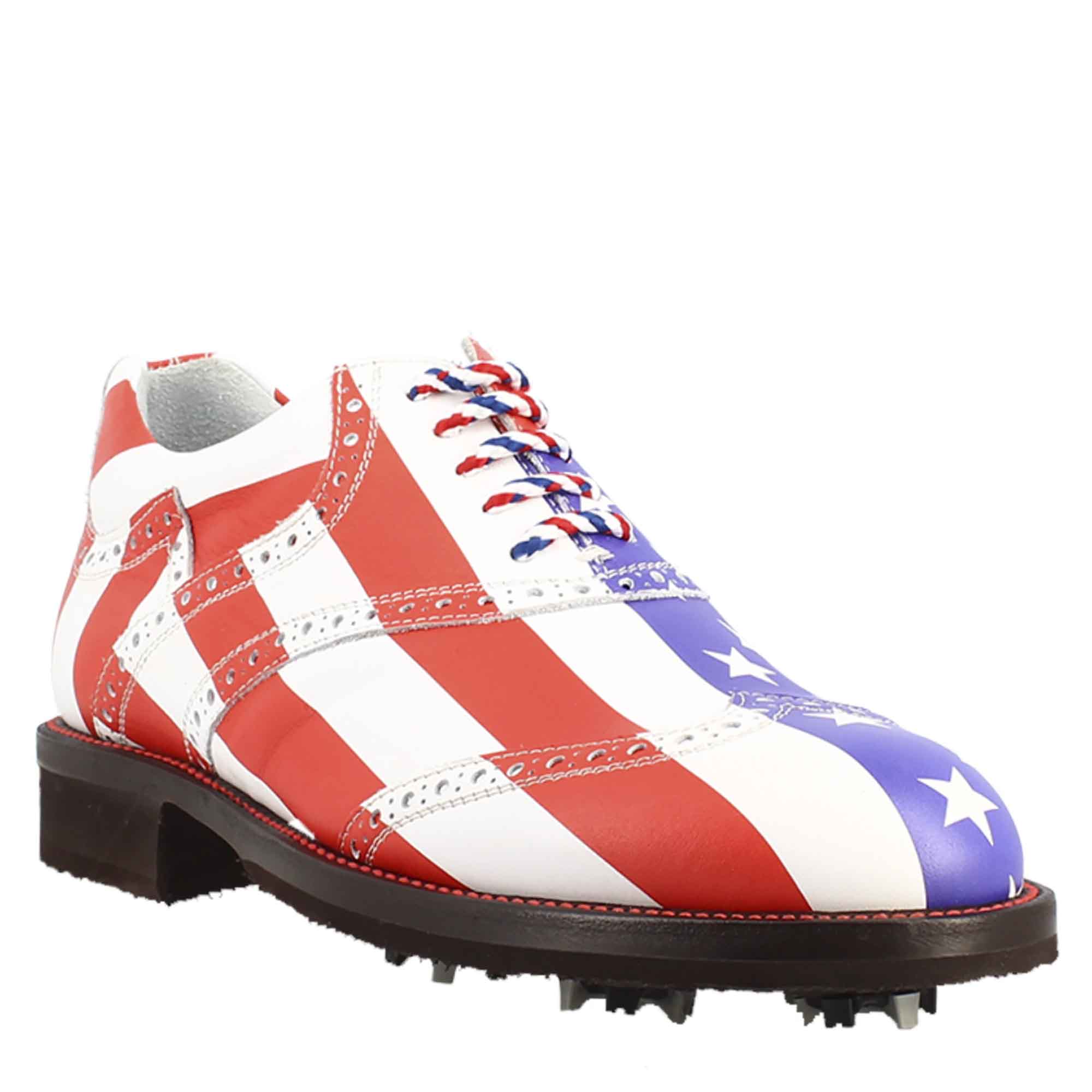 Leonardo Shoes USA scarpe da golf pelle blu rosso bianco