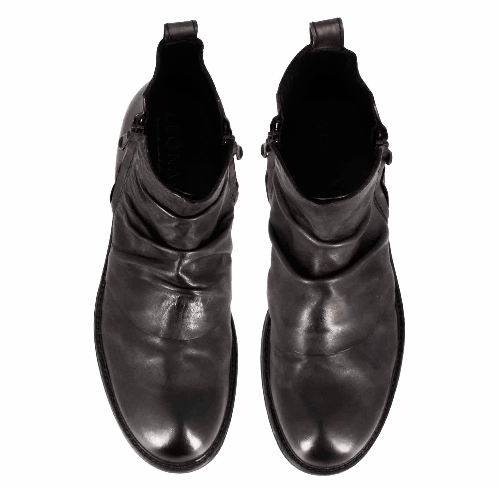Leonardo Shoes Stivaletti Uomo Pelle Grigio Arricciato