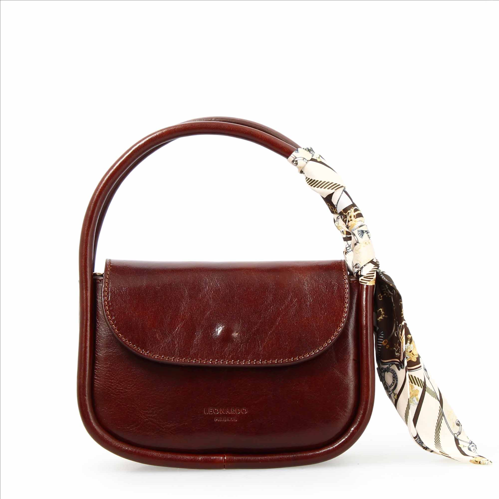 Leonardo Shoes Caterina Borsa a Mano Pelle Marrone Tracolla