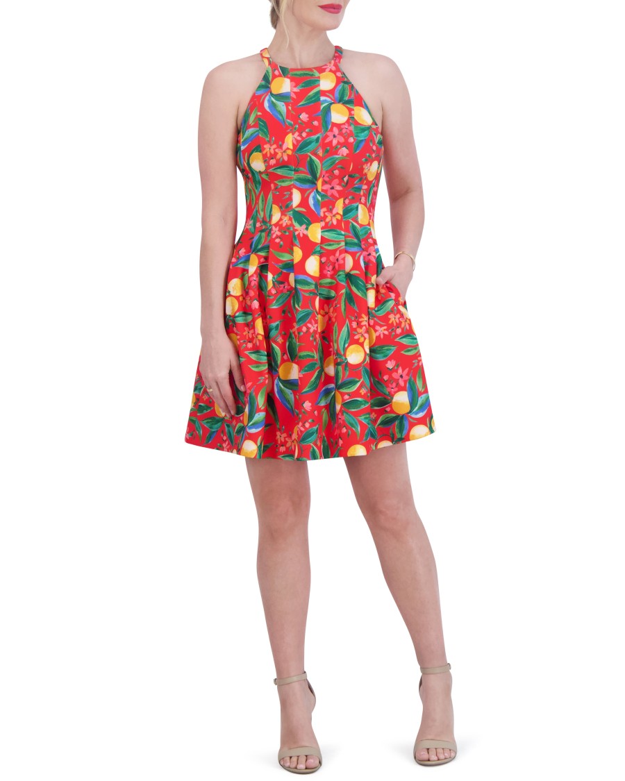 Vince Camuto Abito Corto Stampato Cut-Out Svasato