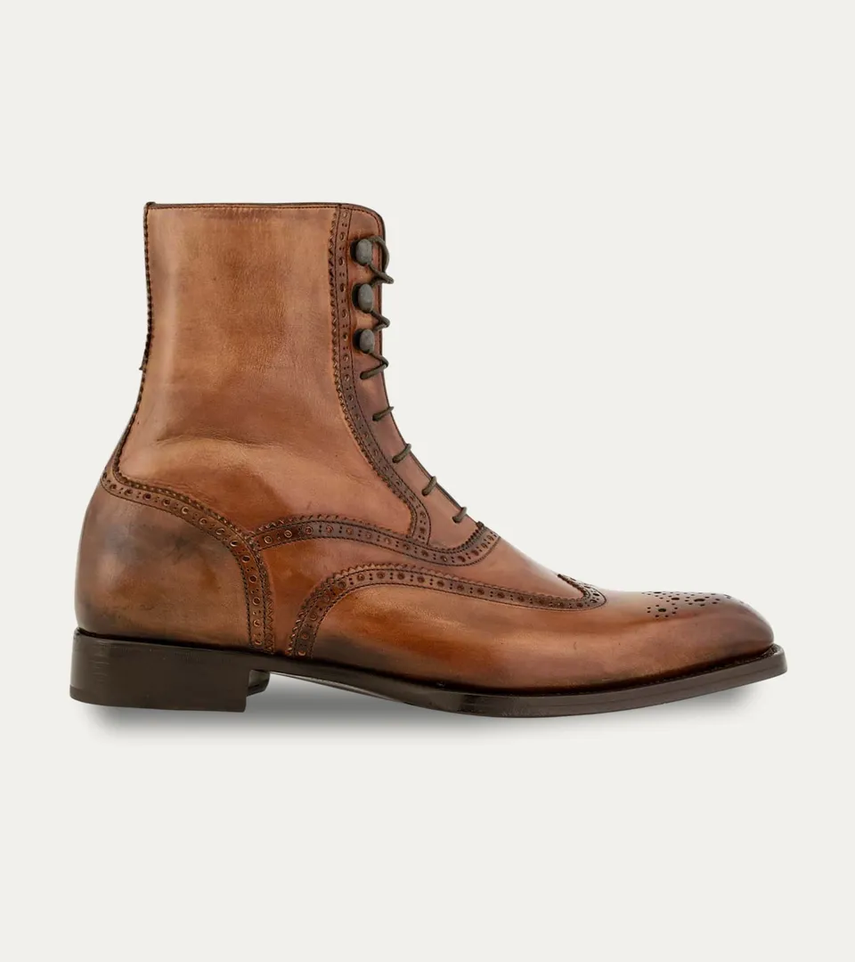 Ace Marks Fin Brown Signature stivali uomo pelle marrone vitello