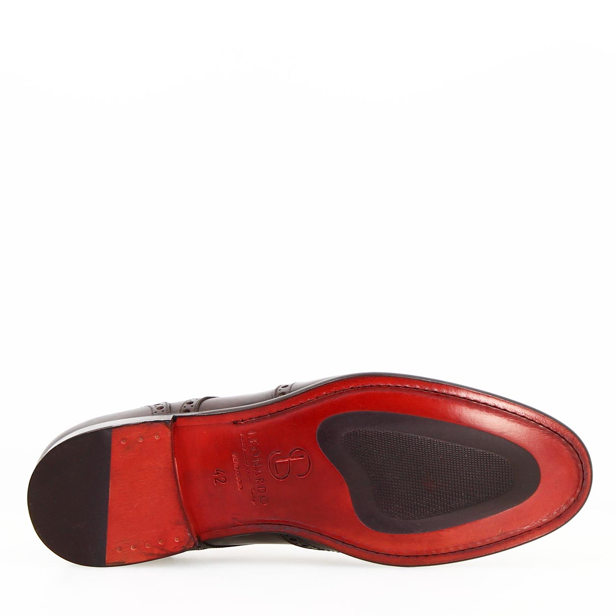 Leonardo Shoes Ottaviano derby uomo pelle marrone scuro