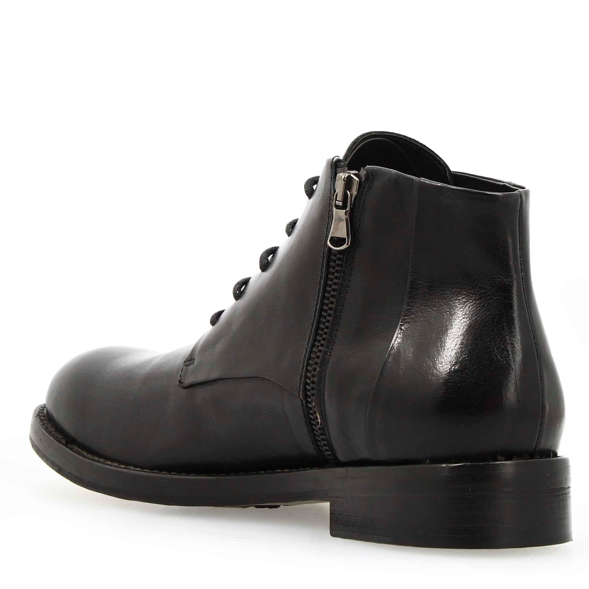 Leonardo Shoes Tronchetto Uomo Pelle Nero Vintage