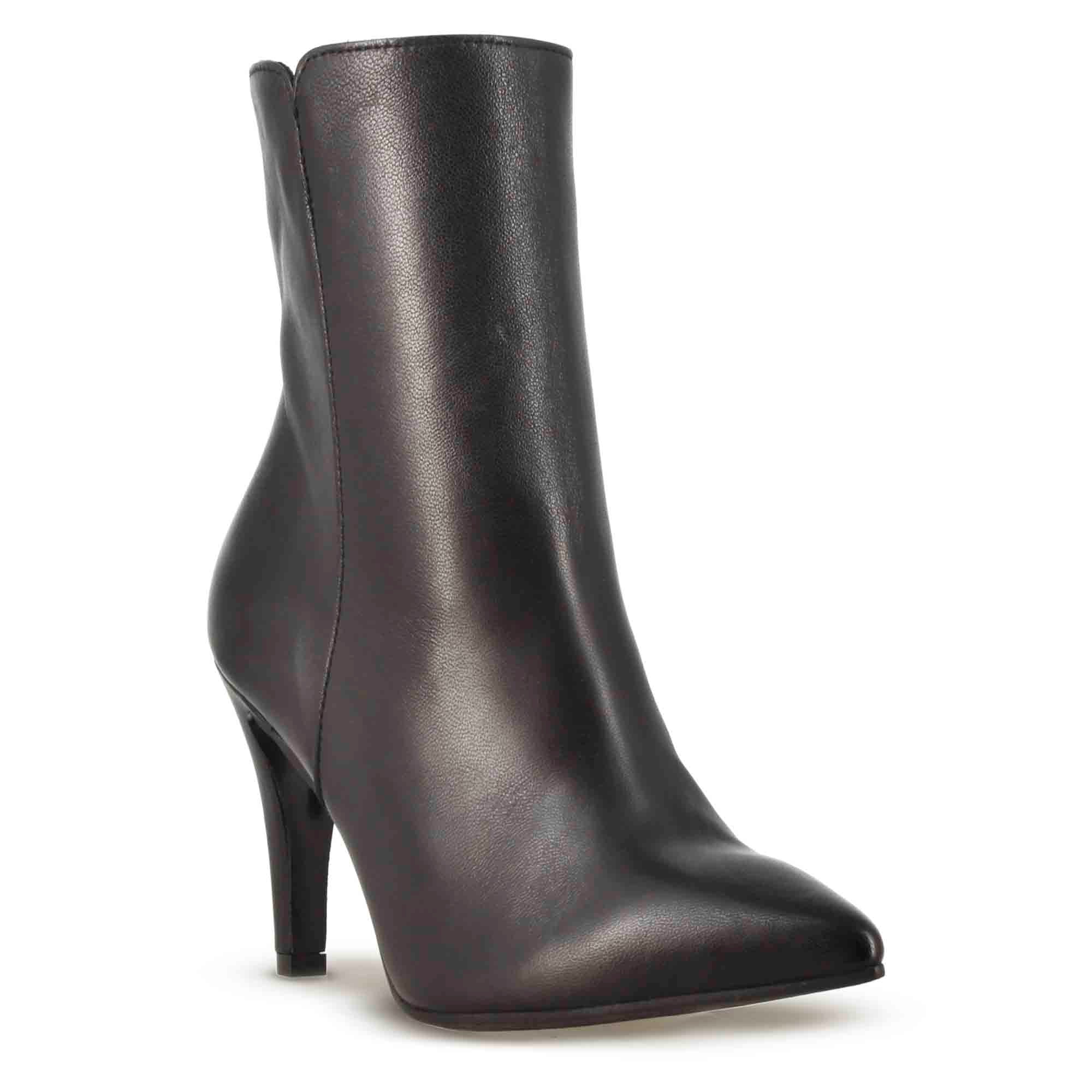 Leonardo Shoes stivaletto pelle nero punta tacco 9 cm