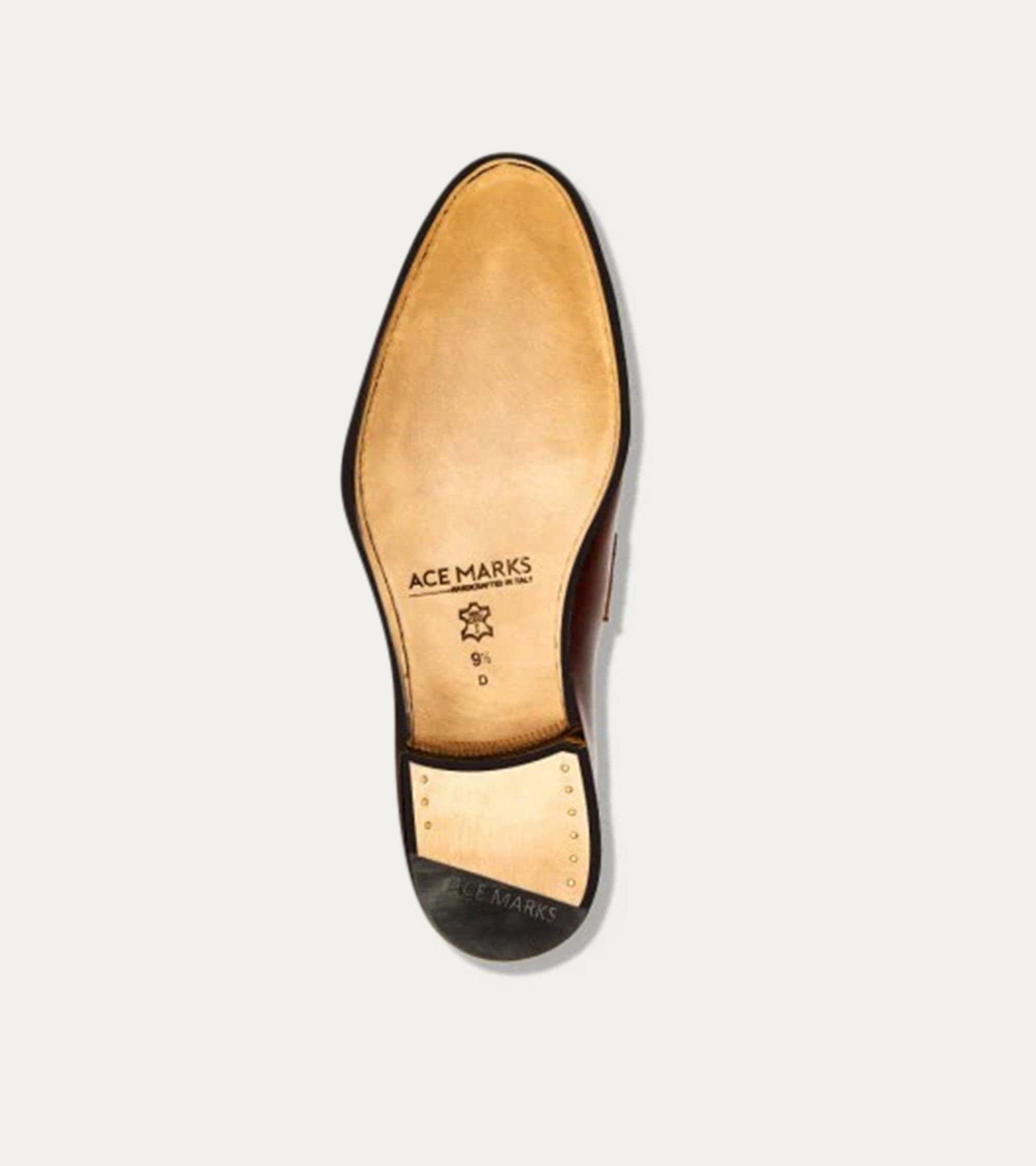 Ace Marks Vincent brogue uomo pelle bordeaux cuoio wingtip