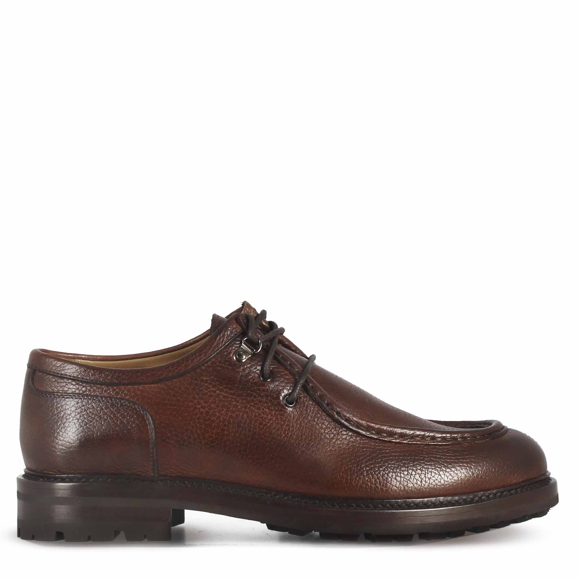 Leonardo Shoes Francesine Uomo Ingegnere Stringata Marrone
