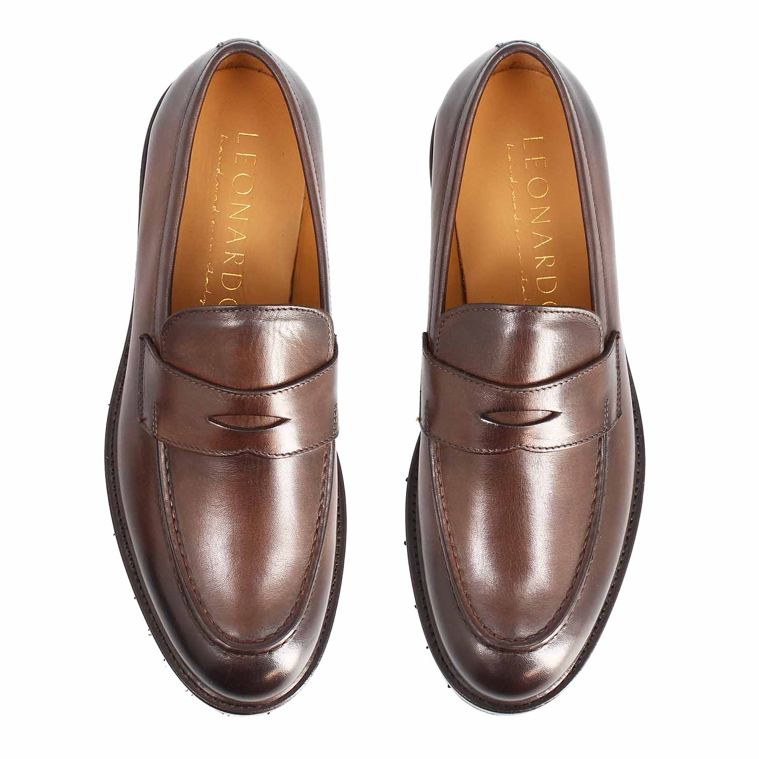 Leonardo Shoes Dioniso Marrone Scuro Mocassini Uomo Pelle