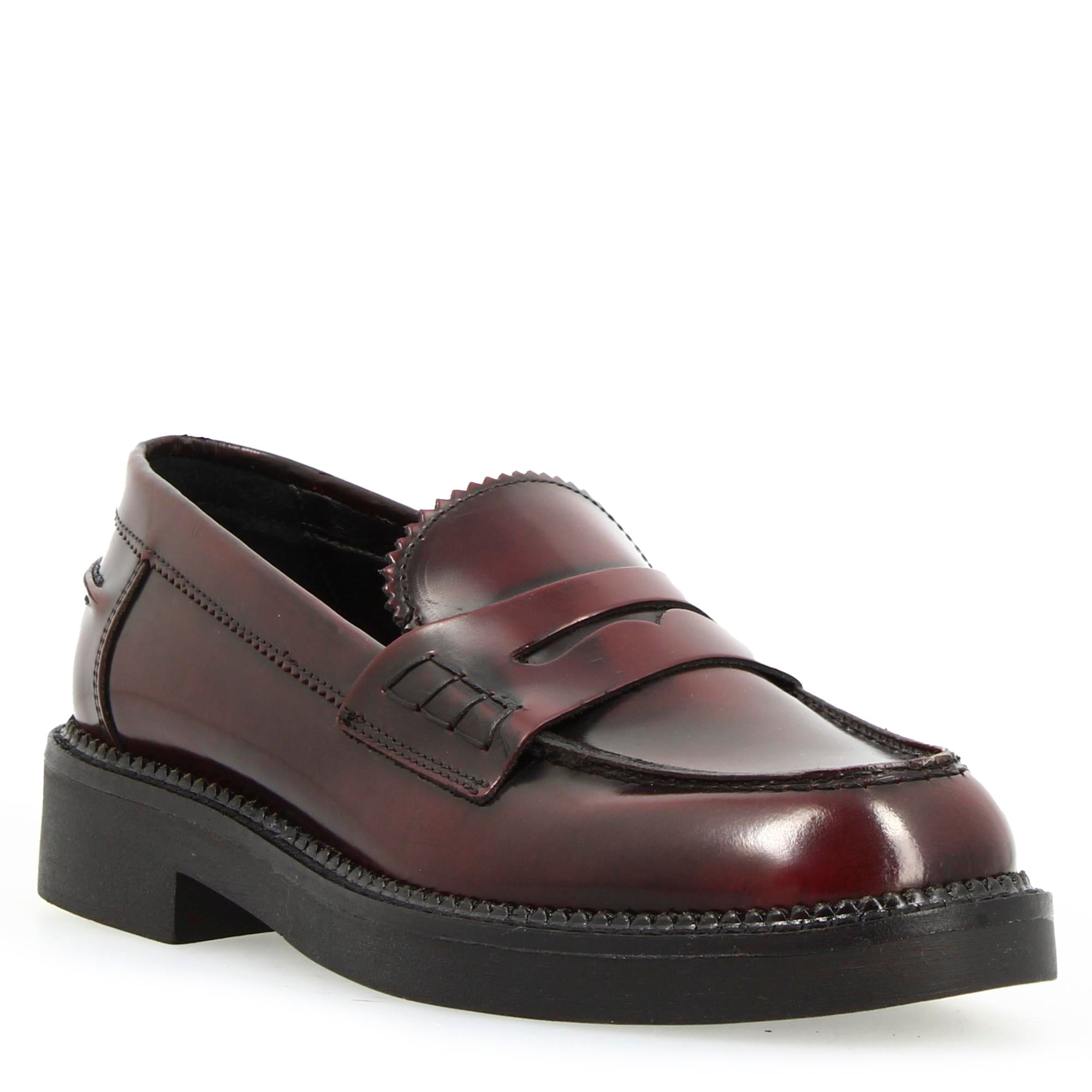 Leonardo Shoes Domitilla20 mocassini donna bordeaux pelle