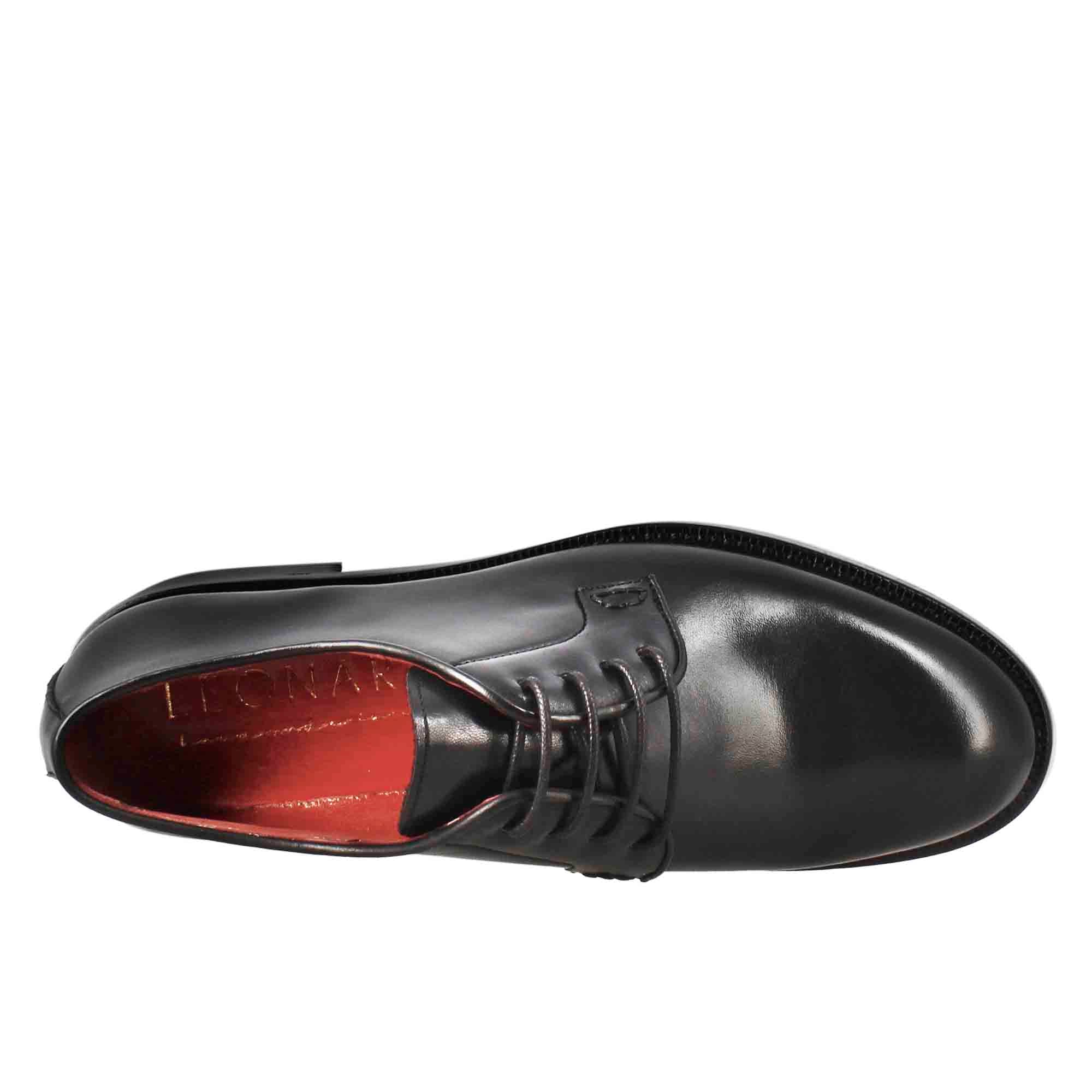 Leonardo Shoes Scarpe Stringate Donna derby pelle nero cuoio