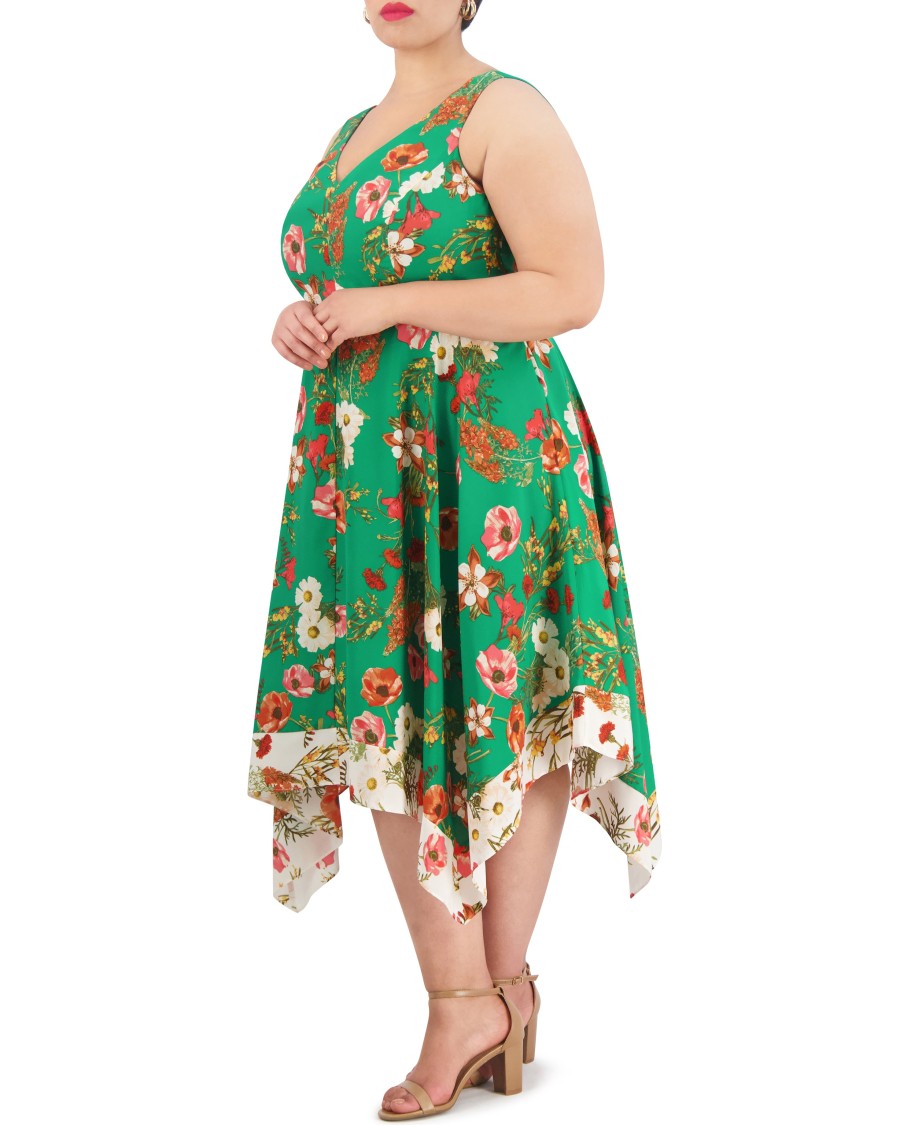 Vince Camuto Abito Floreale Orlo Fazzoletto Donna Curvy