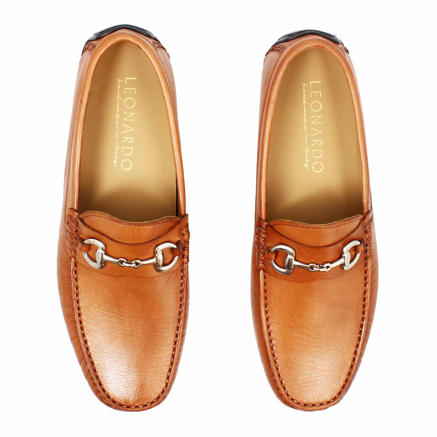 Leonardo Shoes Ulisse mocassini uomo pelle marrone chiaro morsetto