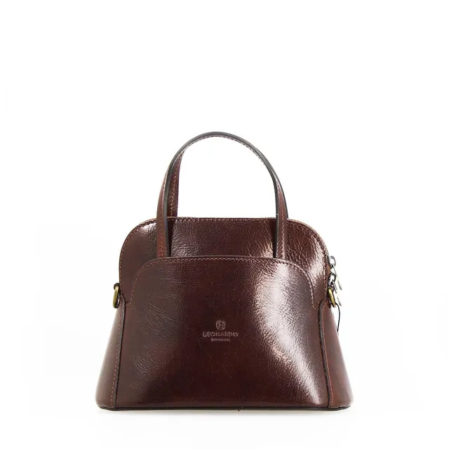 Leonardo Shoes Livia borsa pelle marrone scuro cupola