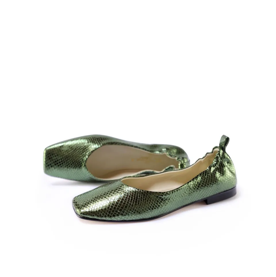 Ton Goût Zoe Ballerine Donna Verde Effetto Pitone