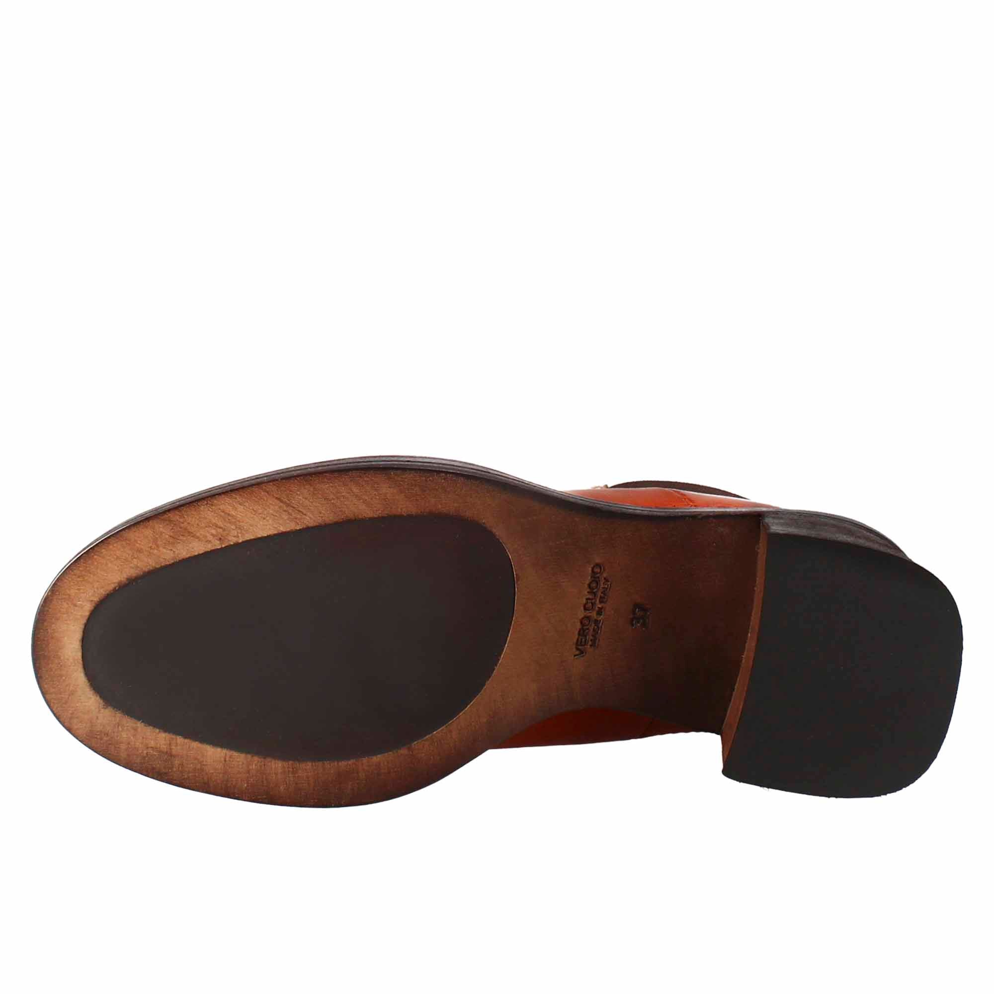 Leonardo Shoes Diver Chelsea Stivaletti Donna Pelle Cuoio