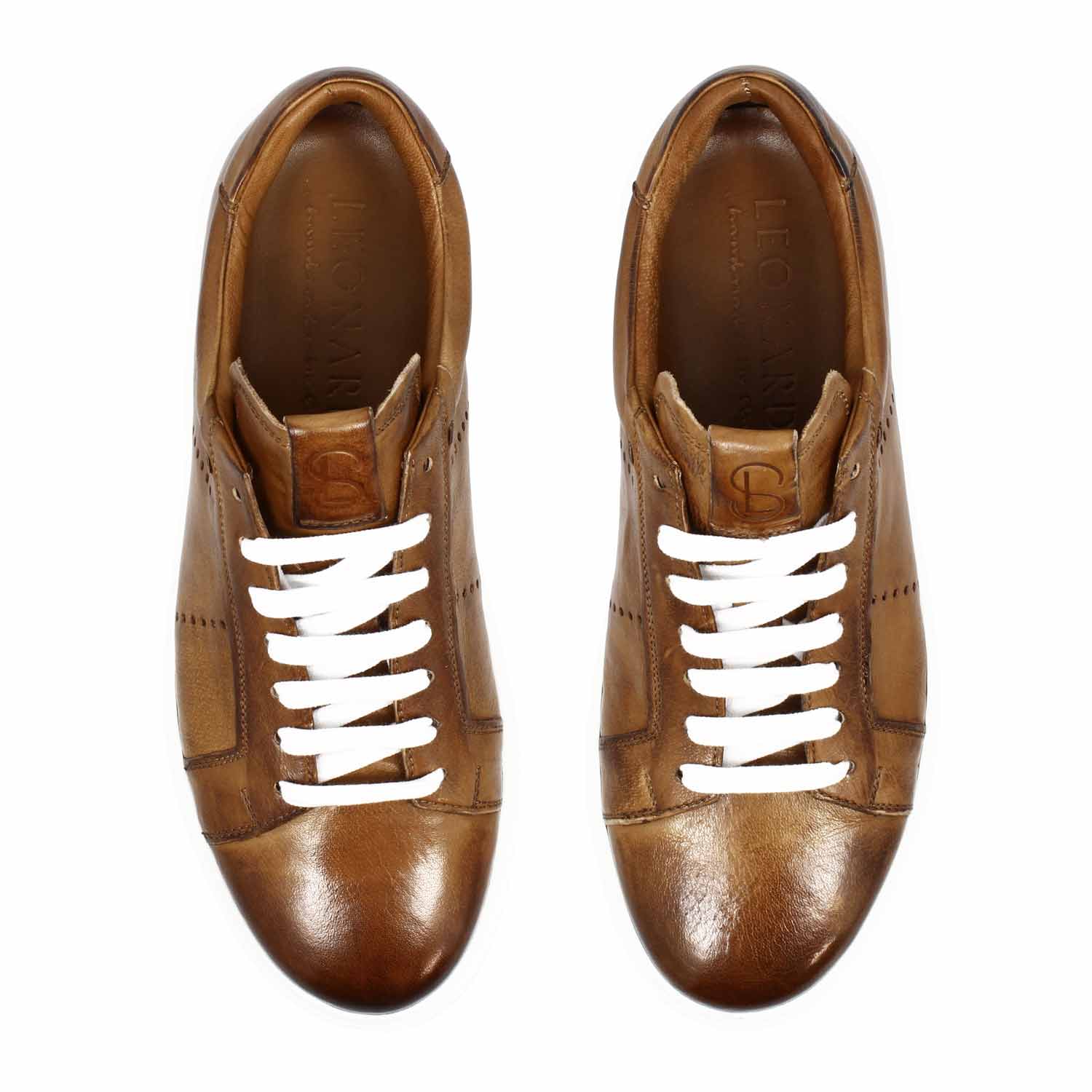 Leonardo Florentino Sneaker uomo pelle marrone suola 4cm