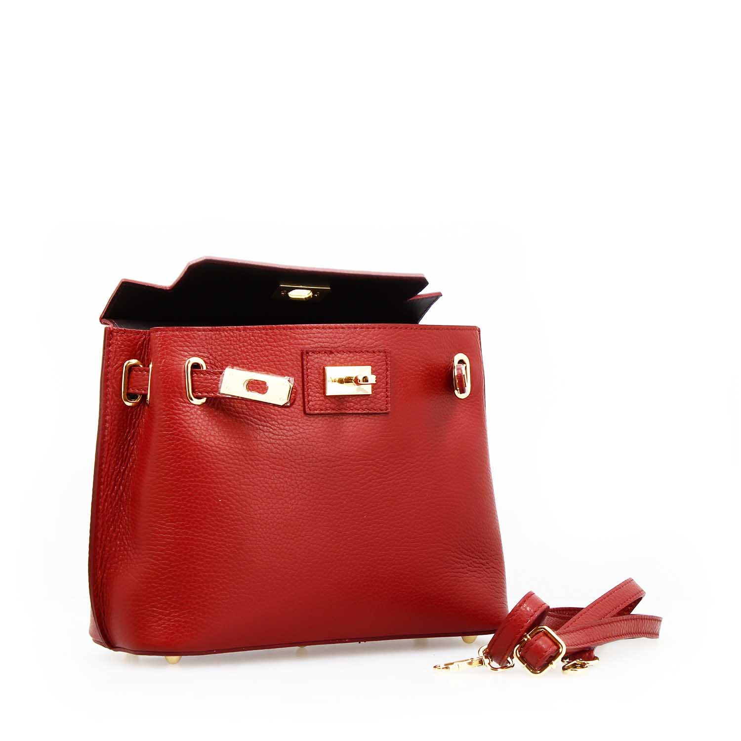 Leonardo Shoes Borse Donna Ninfea Mano Tracolla Pelle Rossa 22cm