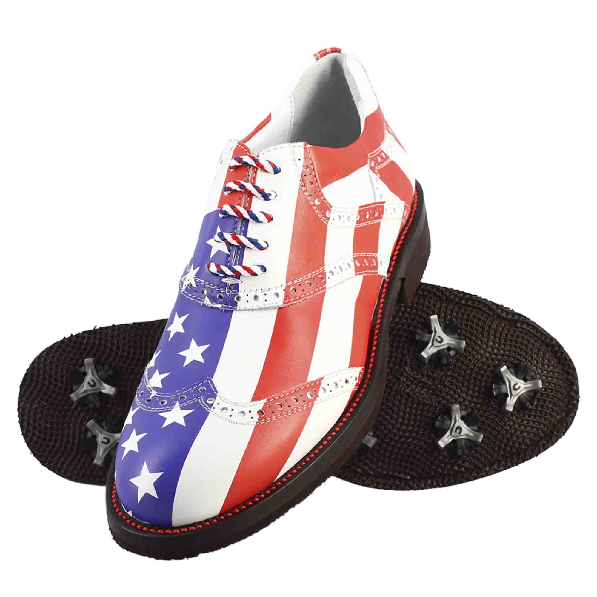 Leonardo Shoes USA scarpe da golf pelle blu rosso bianco