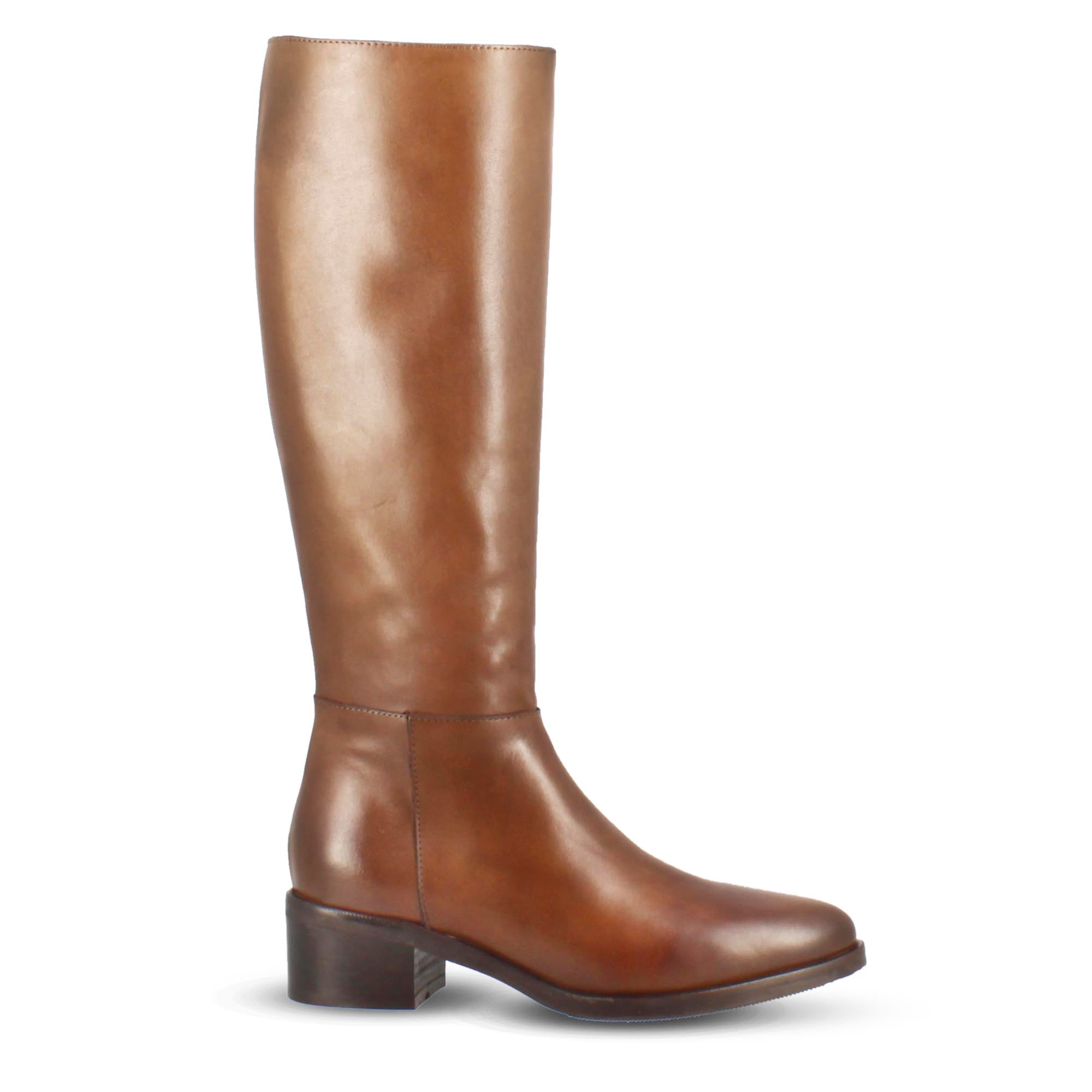 Leonardo Shoes Stivali Donna Marrone Pelle Gambale Alto 40 cm