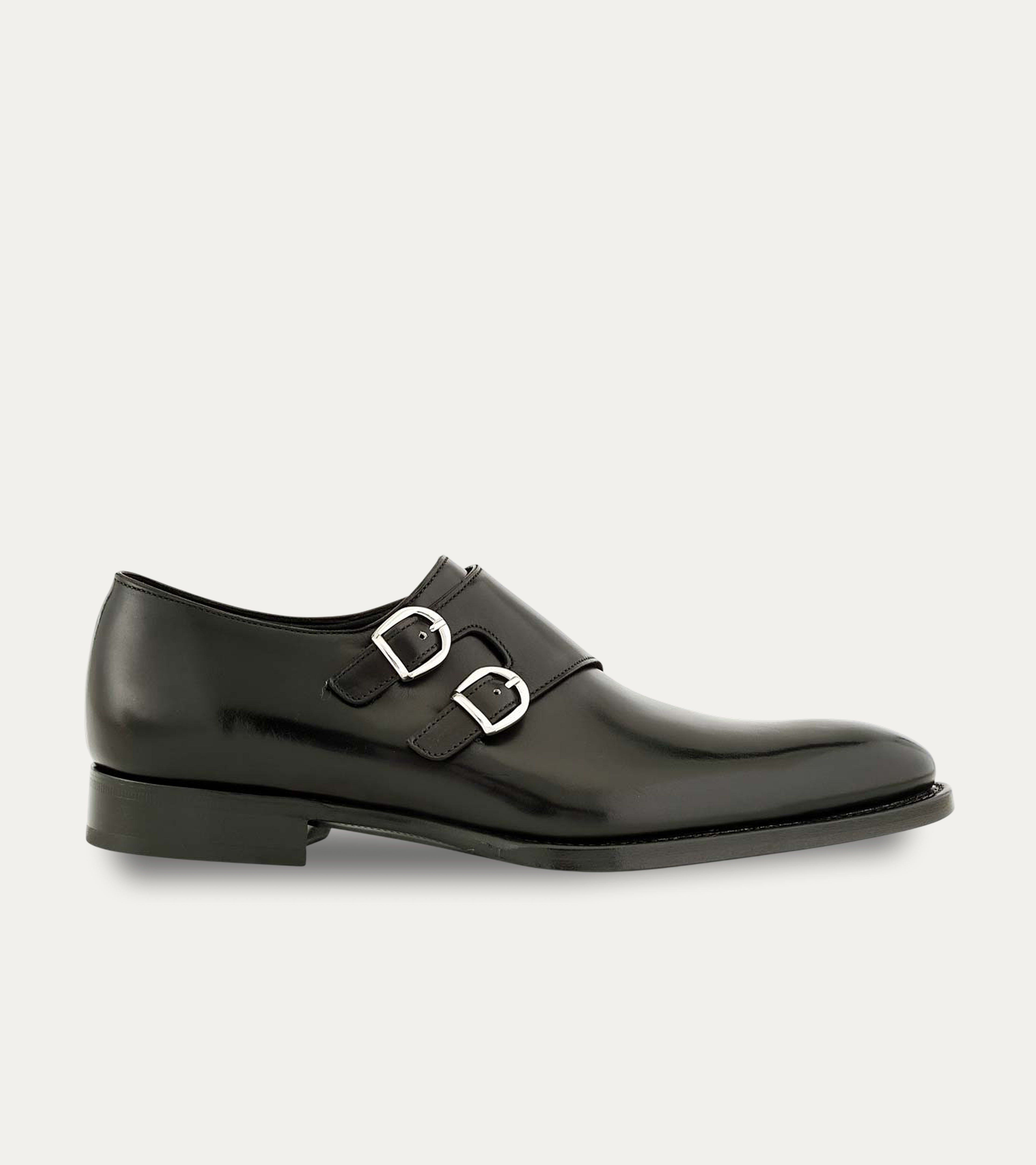 Ace Marks Alfie Double Monk Scarpe Uomo Nere Pelle
