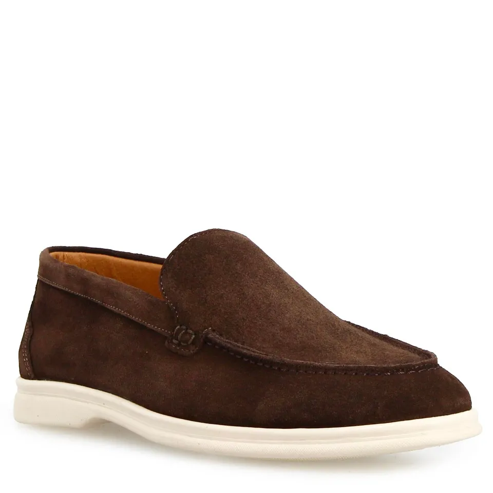 Leonardo Elite Marrone Sc Mocassini Uomo Camoscio Scuro