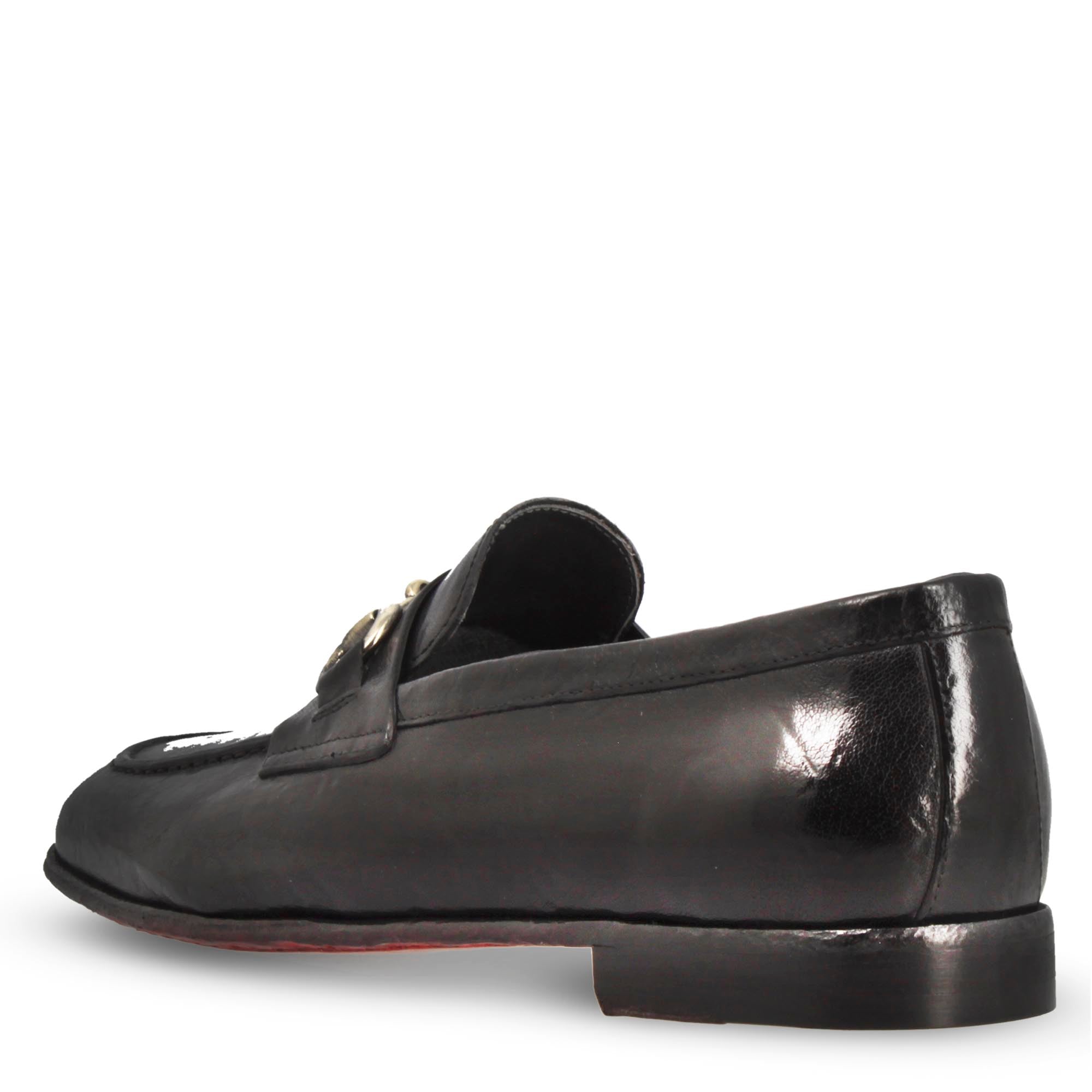 Leonardo Shoes Mocassini Uomo Palatino Nero Pelle Fibbia