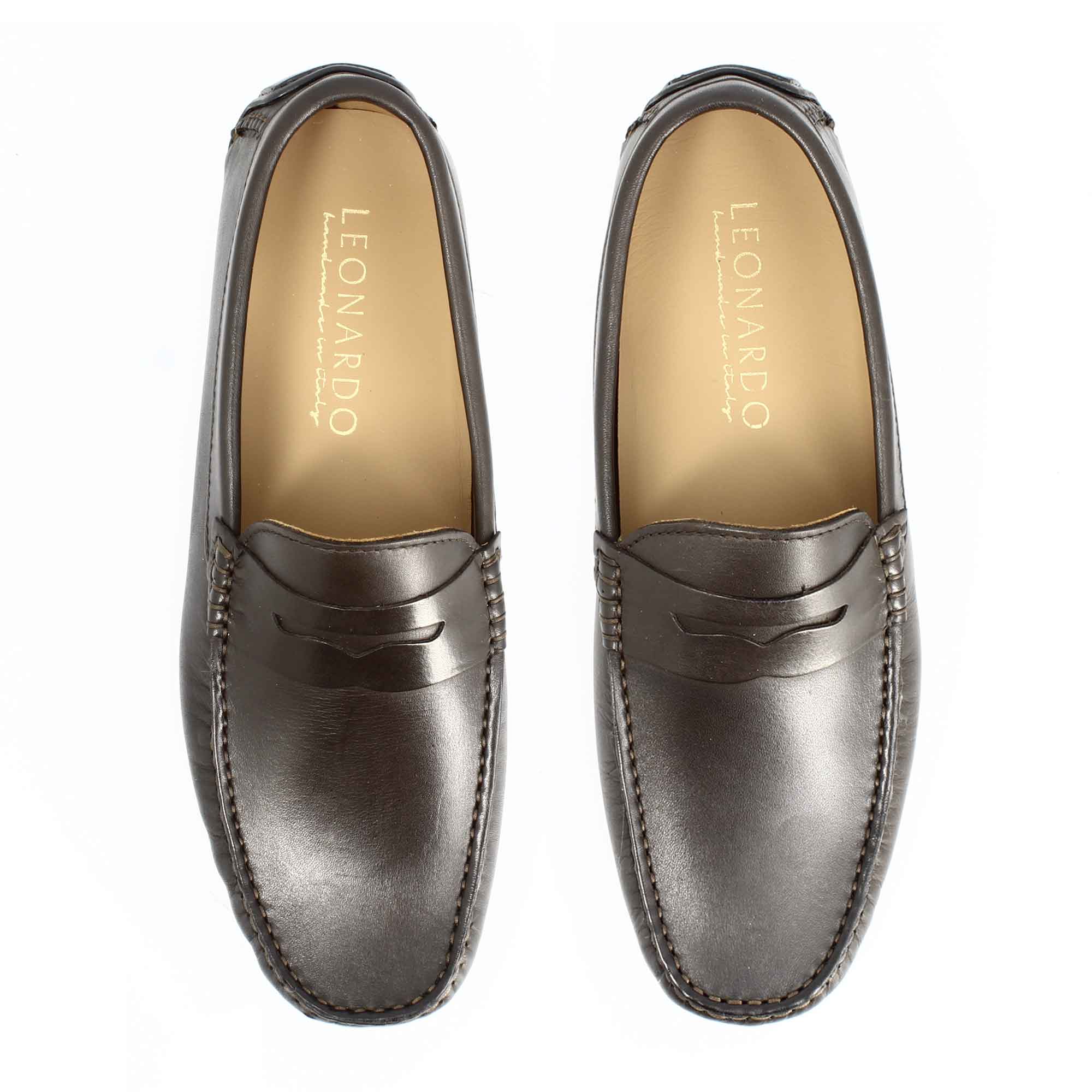 Leonardo Shoes Ulisse Mocassino Marrone Pelle Uomo